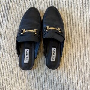 Steve Madden Black Mules with Gold Detail